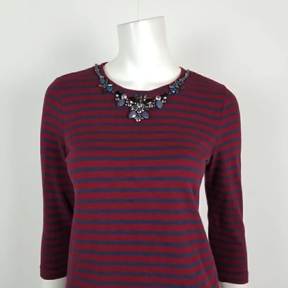 J. Crew Striped Necklace Tee Size XS Red & Blue